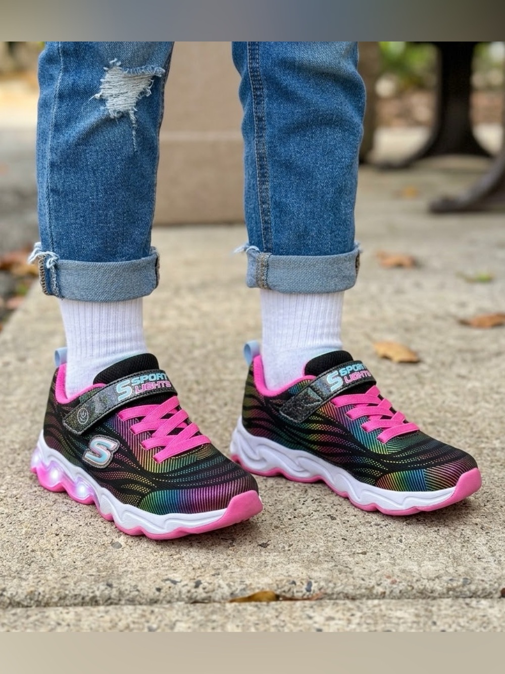 NWT S Sport By Skechers Kids' Jazmin 2.0 Sneakers - Black Pink Size 3